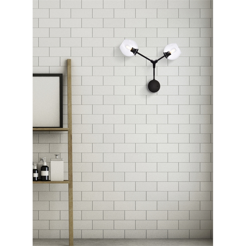 Elegant Lighting Cavoli 2 Lights Black Wall Sconce