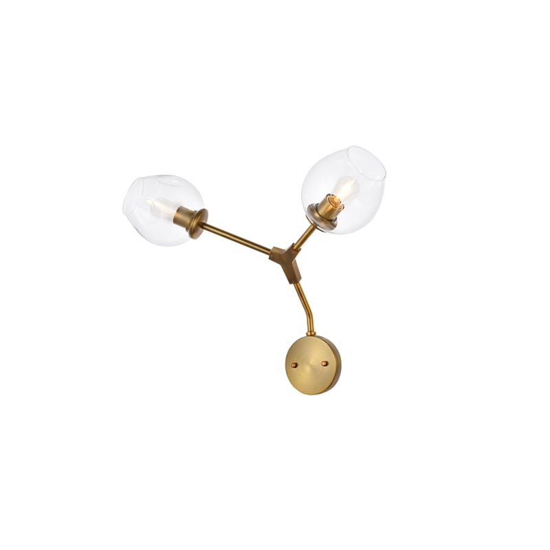 Elegant Lighting Cavoli 2 Lights Brass Wall Sconce