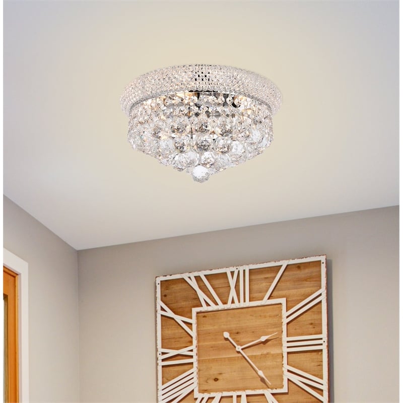 Elegant Lighting Primo 6-Light Metal & Crystal Flush Mount in Chrome