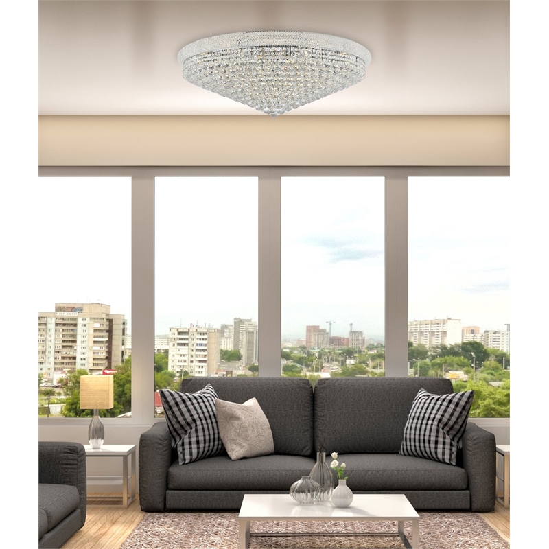 Elegant Lighting Primo 30-Light Metal & Crystal Flush Mount in Chrome