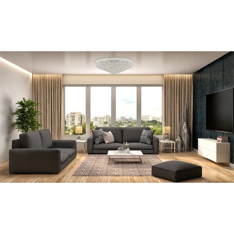 Elegant Lighting Primo 30-Light Metal & Crystal Flush Mount in Chrome