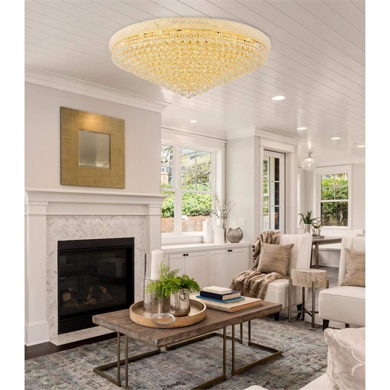 Elegant Lighting Primo 33-Light Metal & Crystal Flush Mount in Gold