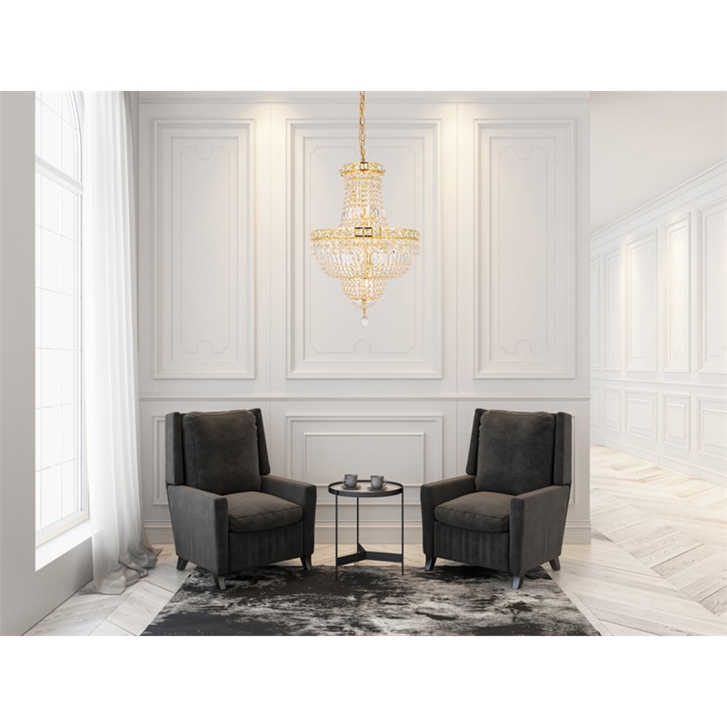 Elegant Lighting Tranquil 12-Light Crystal & Steel Chandelier in Gold