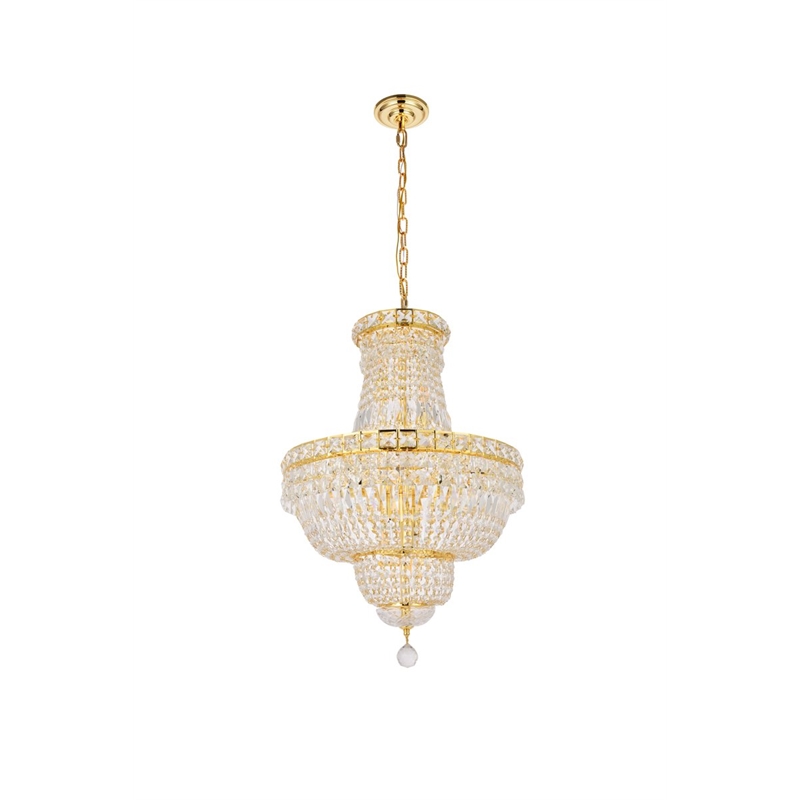 Elegant Lighting Tranquil 12-Light Crystal & Steel Chandelier in Gold