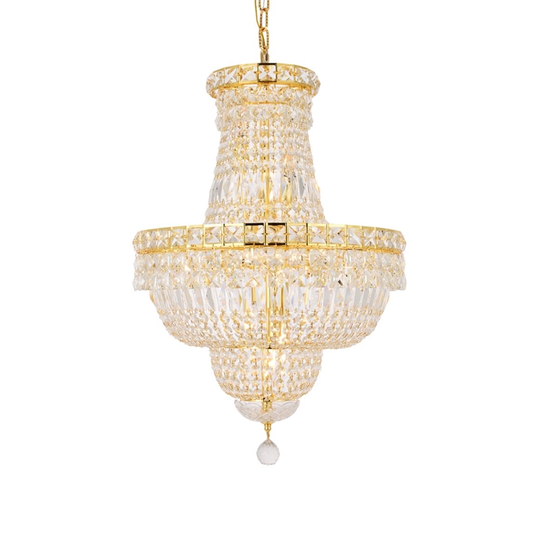 Elegant Lighting Tranquil 12-Light Crystal & Steel Chandelier in Gold
