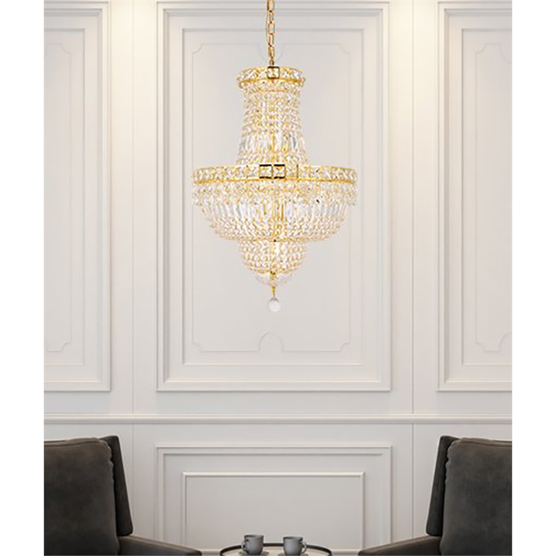 Elegant Lighting Tranquil 12-Light Crystal & Steel Chandelier in Gold