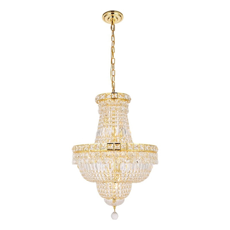 Elegant Lighting Tranquil 12-Light Crystal & Steel Chandelier in Gold