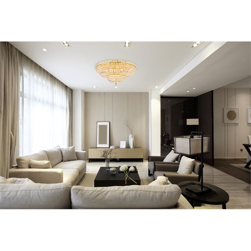 Elegant Lighting Tranquil 18-Light Metal & Crystal Flush Mount in Gold