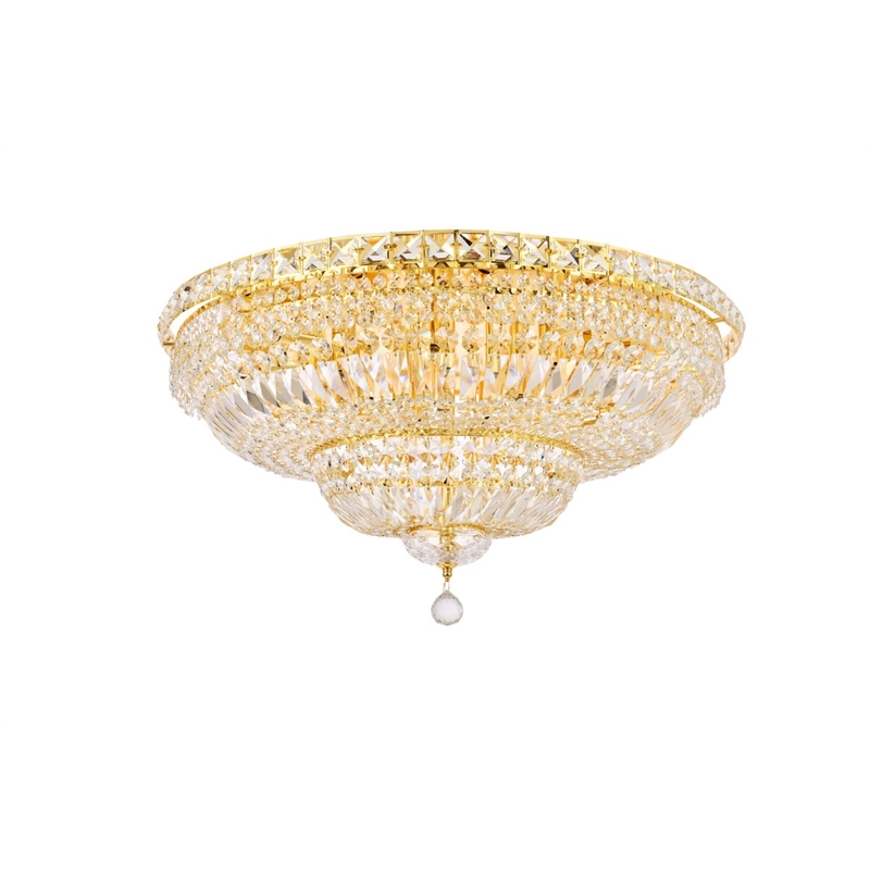 Elegant Lighting Tranquil 18-Light Metal & Crystal Flush Mount in Gold