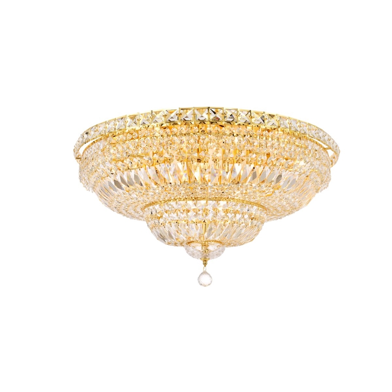 Elegant Lighting Tranquil 18-Light Metal & Crystal Flush Mount in Gold