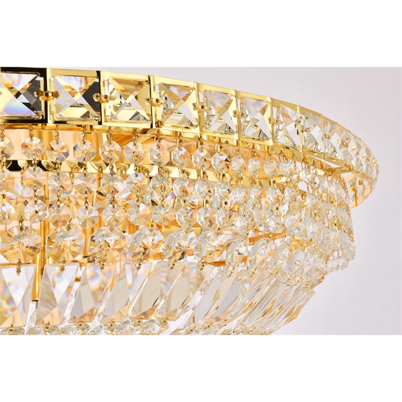 Elegant Lighting Tranquil 18-Light Metal & Crystal Flush Mount in Gold