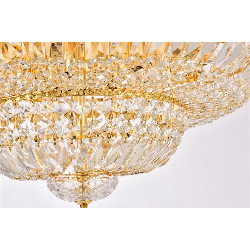 Elegant Lighting Tranquil 18-Light Metal & Crystal Flush Mount in Gold