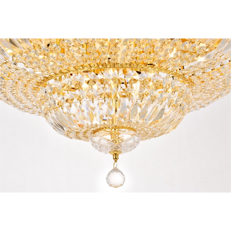 Elegant Lighting Tranquil 18-Light Metal & Crystal Flush Mount in Gold