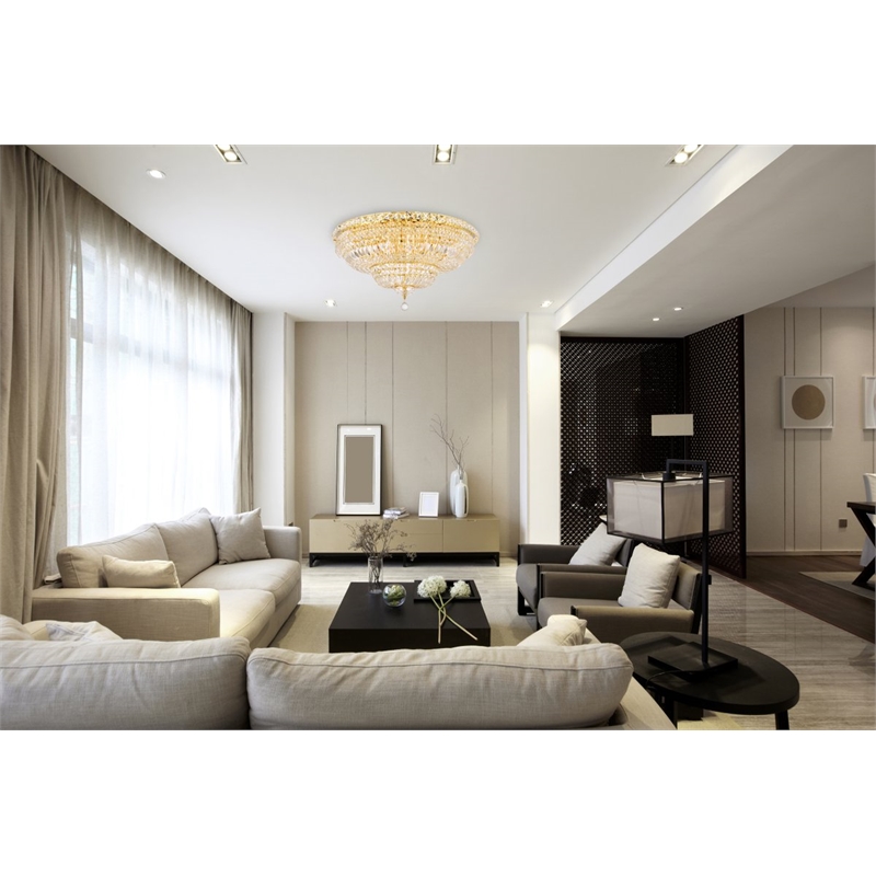 Elegant Lighting Tranquil 18-Light Metal & Crystal Flush Mount in Gold