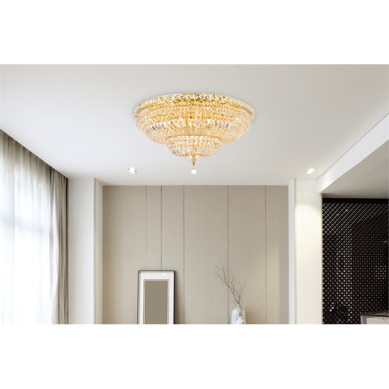 Elegant Lighting Tranquil 18-Light Metal & Crystal Flush Mount in Gold
