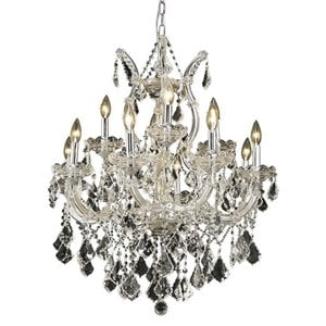 Elegant Lighting Maria Theresa 13 Light Glass Royal Crystal Chandelier in Chrome