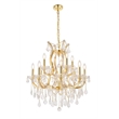 Elegant Lighting Maria Theresa 13 Light Glass Royal Crystal Chandelier in Gold