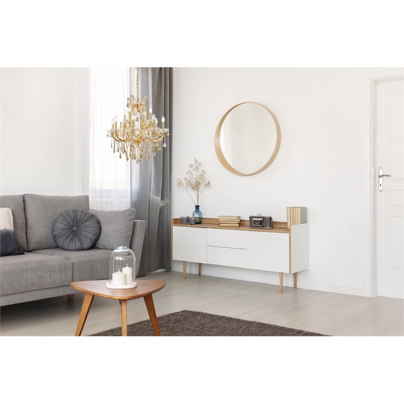 Elegant Lighting Maria Theresa 13 Light Glass Teak Crystal Chandelier in Gold