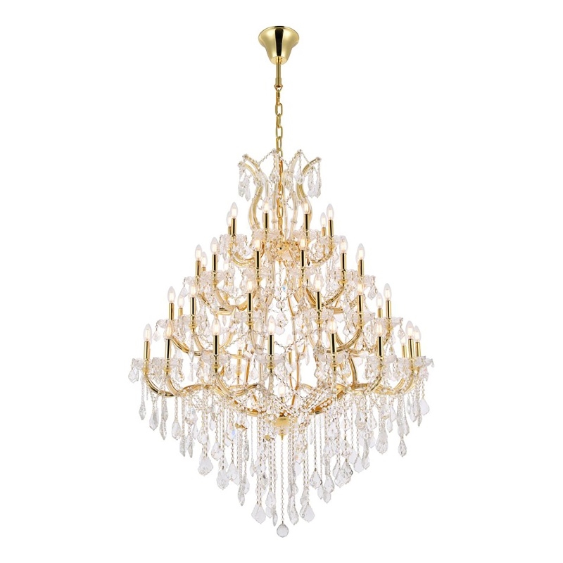 Elegant Lighting Maria Theresa 49-Light Crystal Glass Chandelier in Gold/Clear