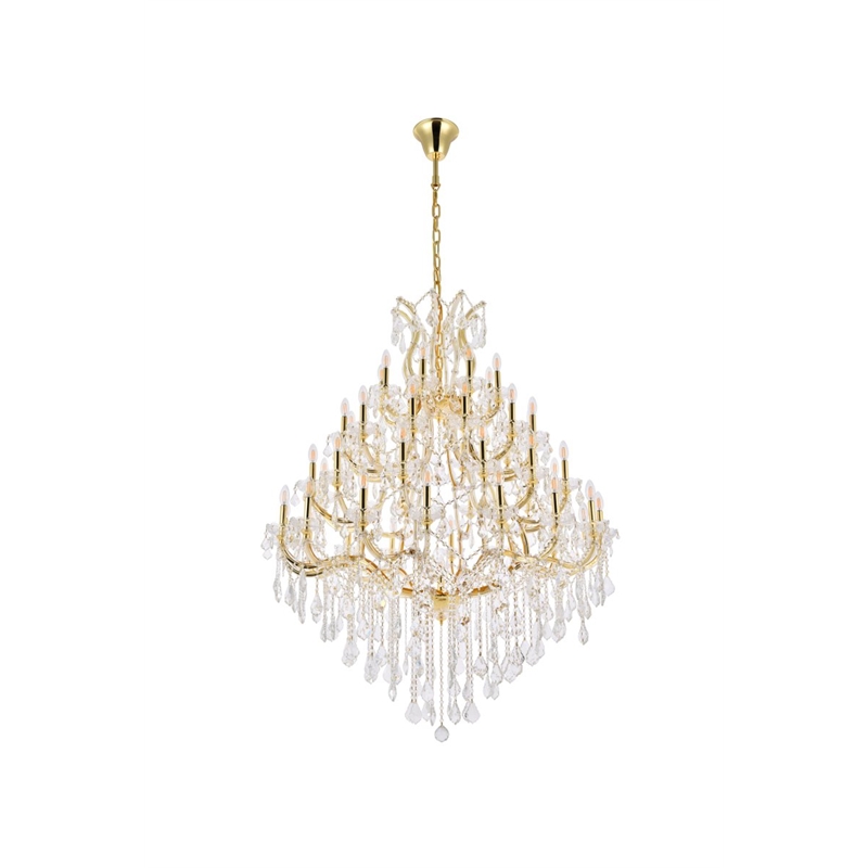 Elegant Lighting Maria Theresa 49-Light Crystal Glass Chandelier in Gold/Clear