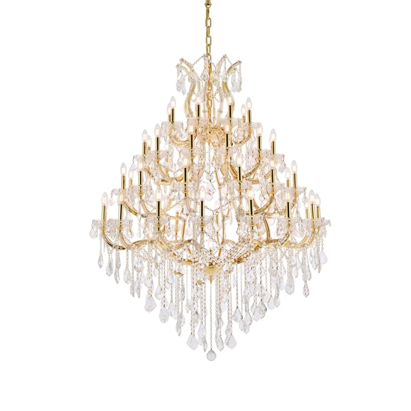 Elegant Lighting Maria Theresa 49-Light Crystal Glass Chandelier in Gold/Clear
