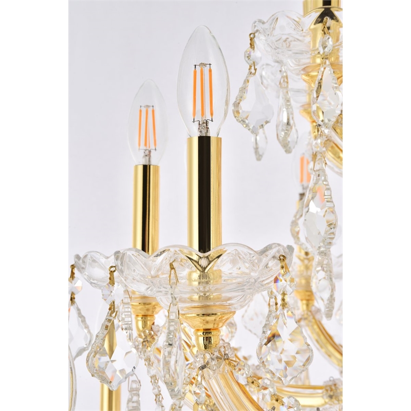 Elegant Lighting Maria Theresa 49-Light Crystal Glass Chandelier in Gold/Clear