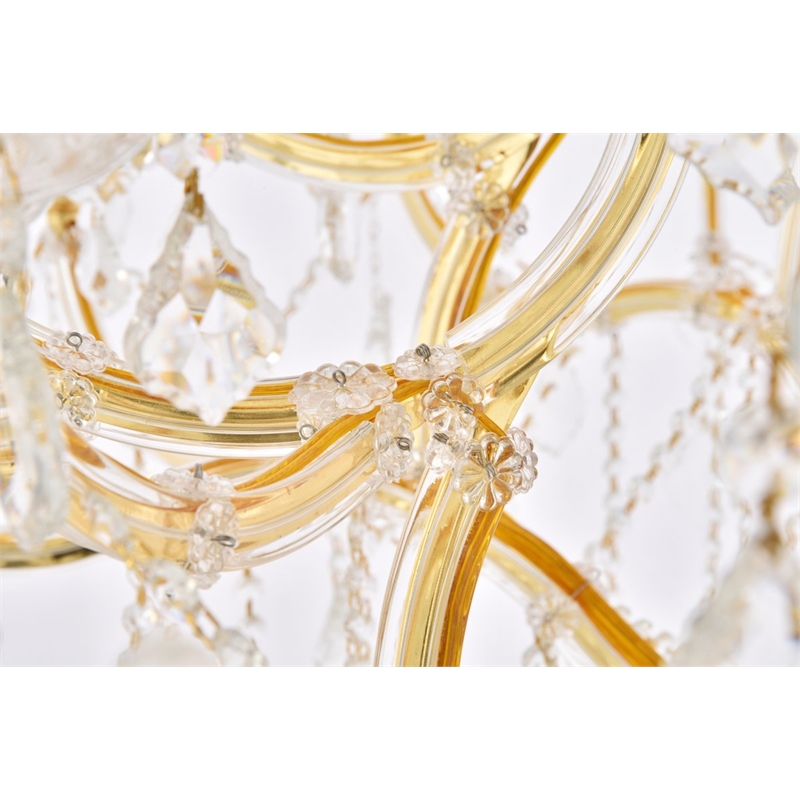 Elegant Lighting Maria Theresa 49-Light Crystal Glass Chandelier in Gold/Clear