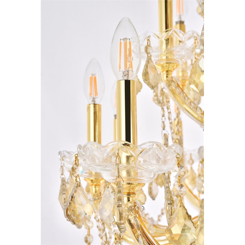 Elegant Lighting Maria Theresa 49-Light Royal Crystal Chandelier in Gold/Clear