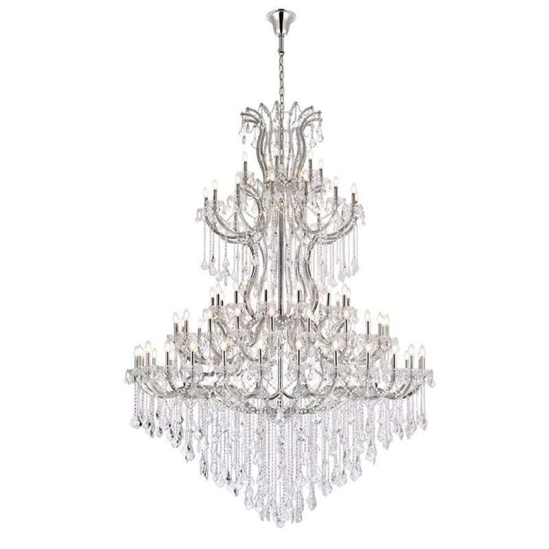 Elegant Lighting Maria Theresa 84 Light Glass Royal Crystal Chandelier in Chrome