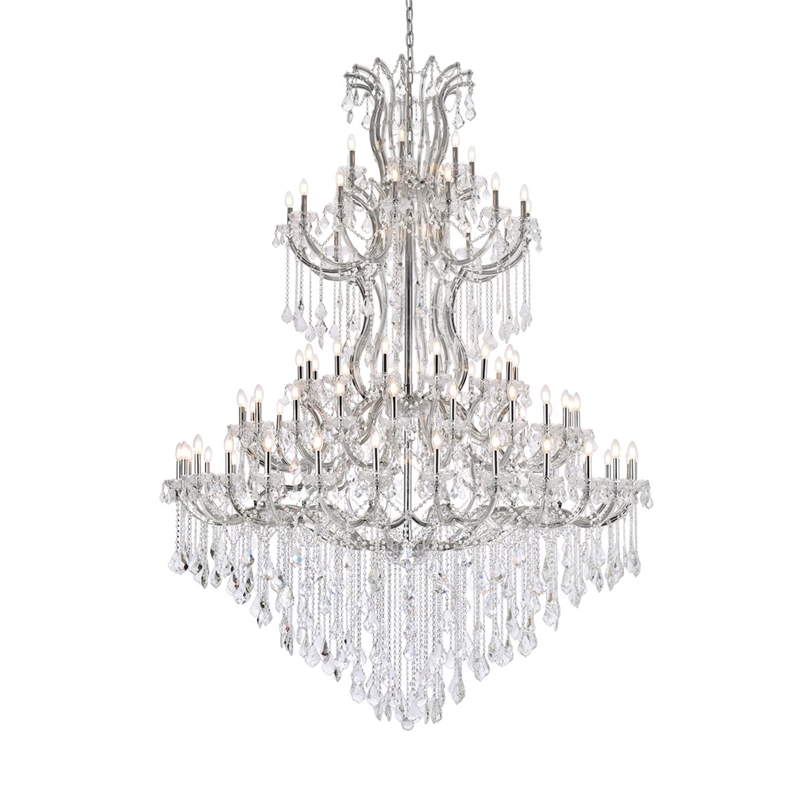 Elegant Lighting Maria Theresa 84 Light Glass Royal Crystal Chandelier in Chrome