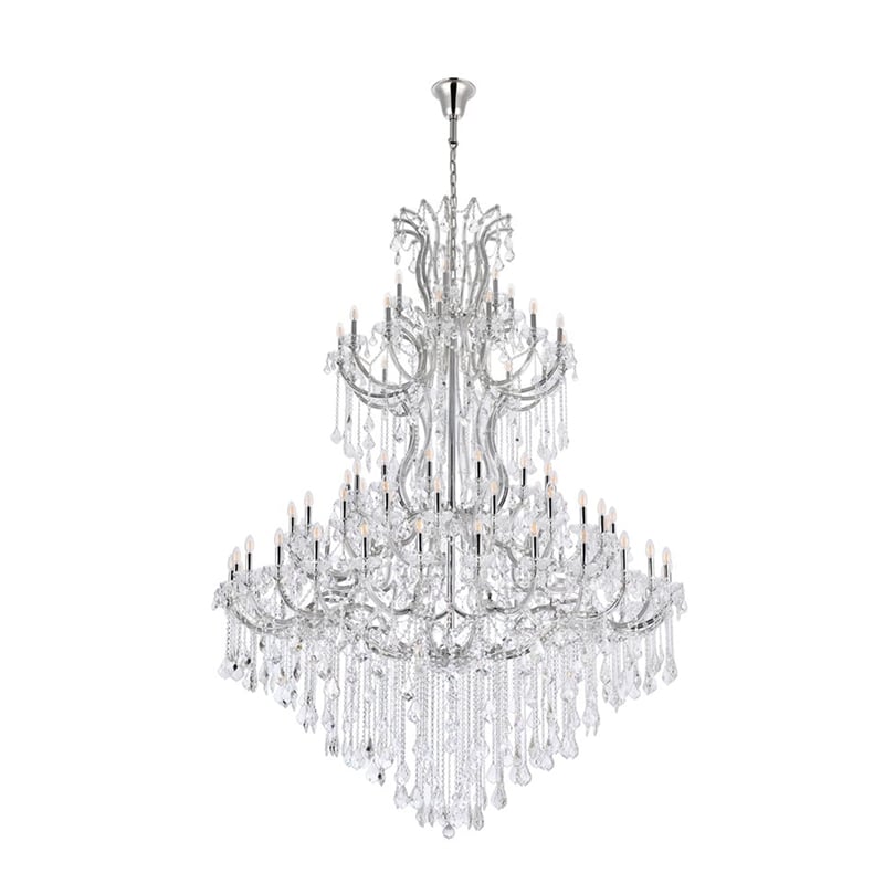 Elegant Lighting Maria Theresa 84 Light Glass Royal Crystal Chandelier in Chrome