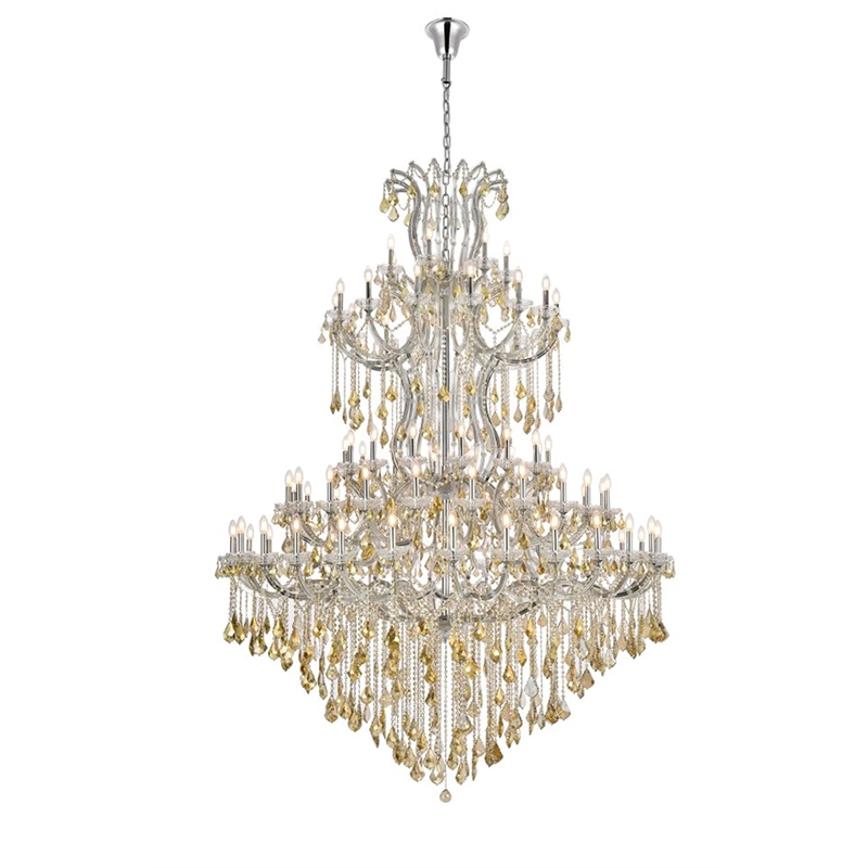 Elegant Lighting Maria Theresa 84 Light Glass Royal Crystal Chandelier in Chrome