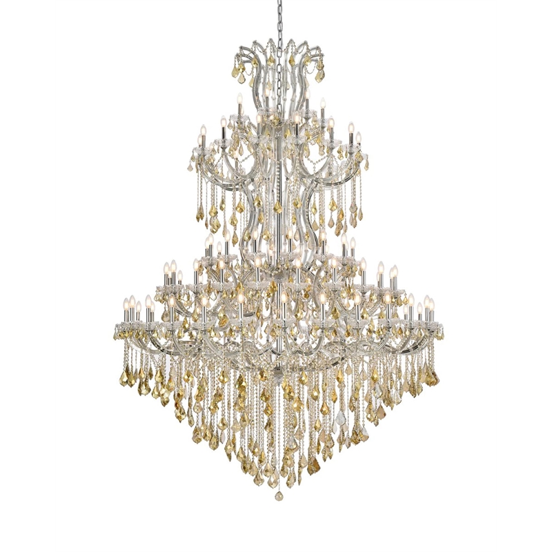 Elegant Lighting Maria Theresa 84 Light Glass Royal Crystal Chandelier in Chrome