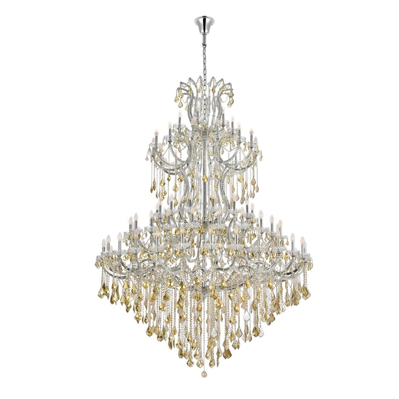 Elegant Lighting Maria Theresa 84 Light Glass Royal Crystal Chandelier in Chrome