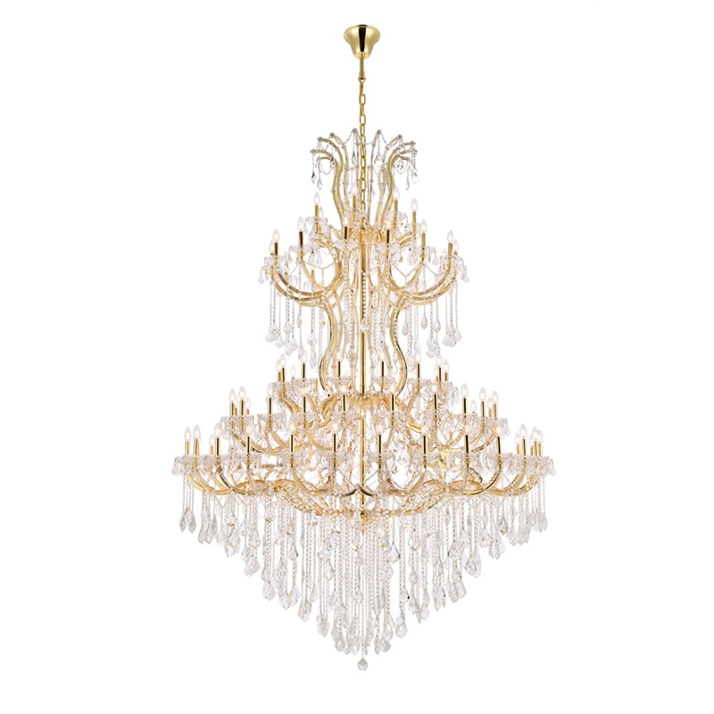 Elegant Lighting Maria Theresa 84 Light Glass Royal Crystal Chandelier in Gold