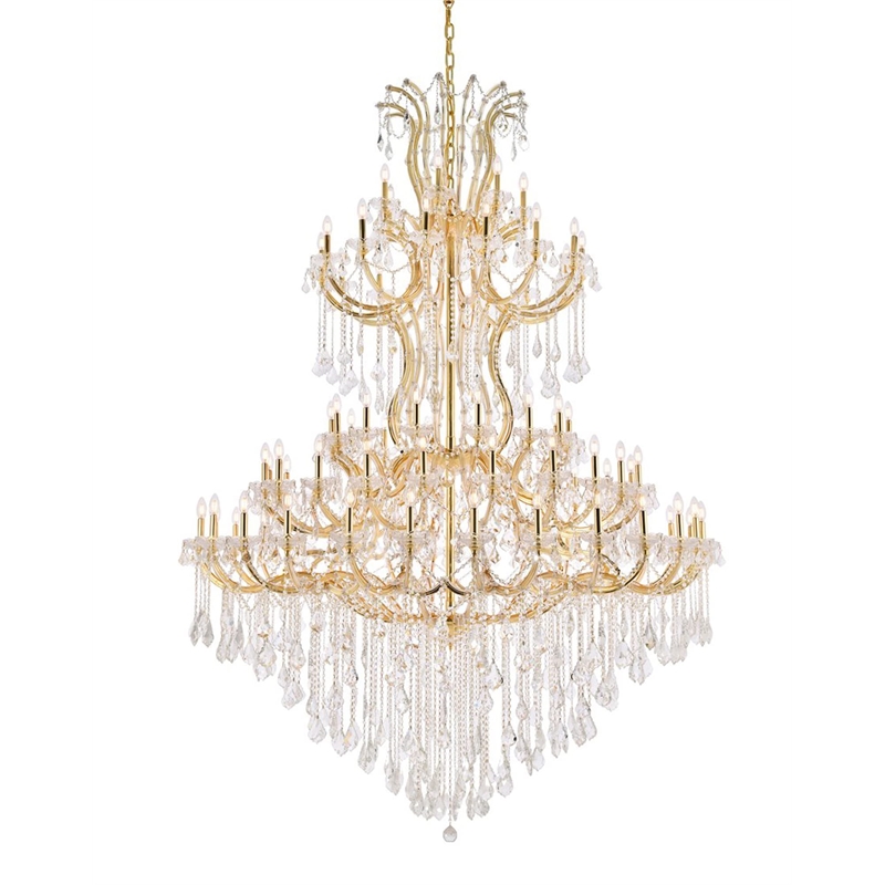 Elegant Lighting Maria Theresa 84 Light Glass Royal Crystal Chandelier in Gold