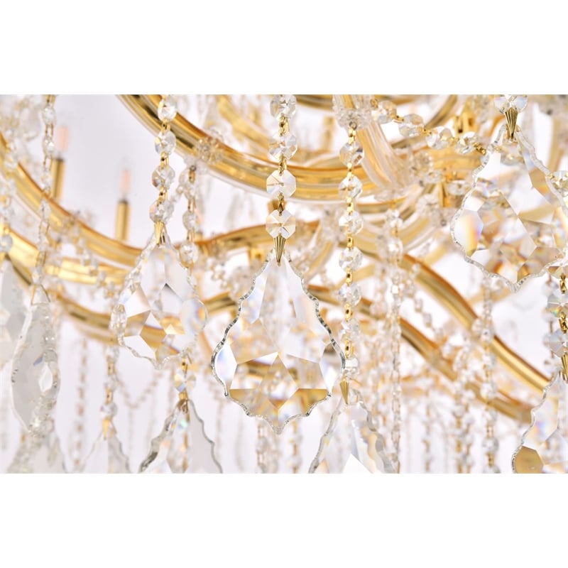 Elegant Lighting Maria Theresa 84 Light Glass Royal Crystal Chandelier in Gold