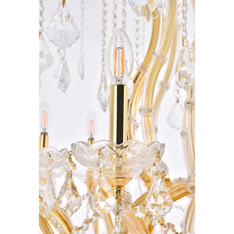 Elegant Lighting Maria Theresa 84 Light Glass Royal Crystal Chandelier in Gold