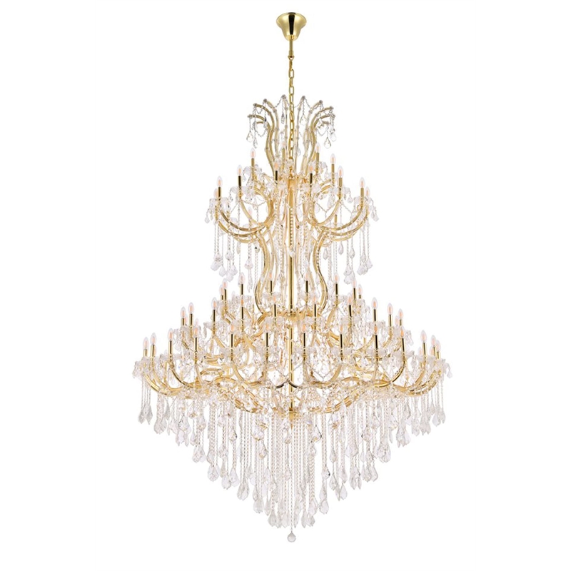 Elegant Lighting Maria Theresa 84 Light Glass Royal Crystal Chandelier in Gold
