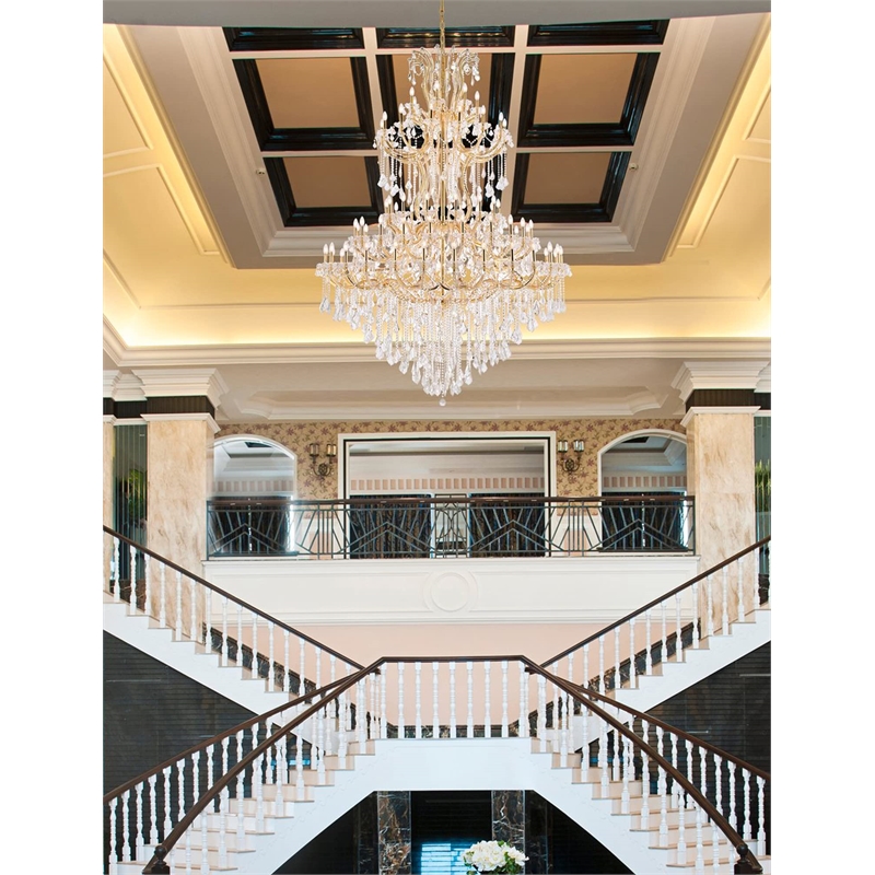 Elegant Lighting Maria Theresa 84 Light Glass Royal Crystal Chandelier in Gold