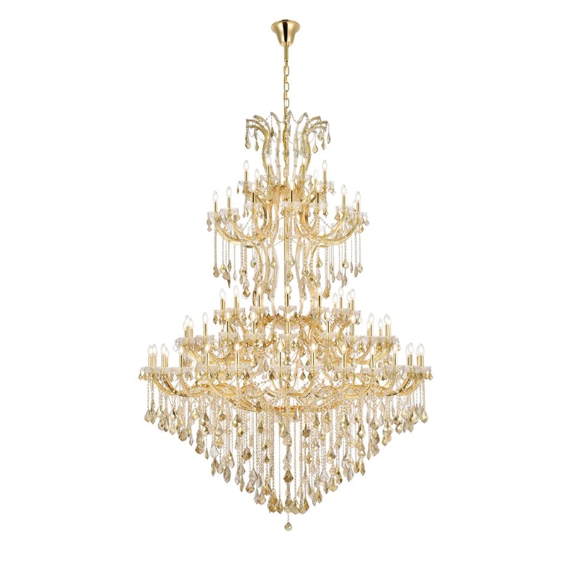 Elegant Lighting Maria Theresa 84 Light Glass Royal Crystal Chandelier in Gold