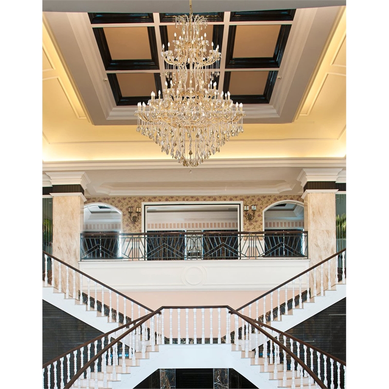 Elegant Lighting Maria Theresa 84 Light Glass Royal Crystal Chandelier in Gold