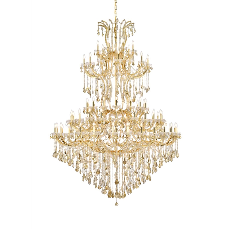Elegant Lighting Maria Theresa 84 Light Glass Royal Crystal Chandelier in Gold