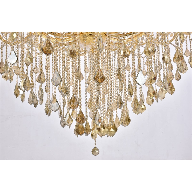 Elegant Lighting Maria Theresa 84 Light Glass Royal Crystal Chandelier in Gold