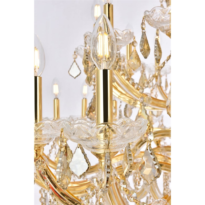 Elegant Lighting Maria Theresa 84 Light Glass Royal Crystal Chandelier in Gold