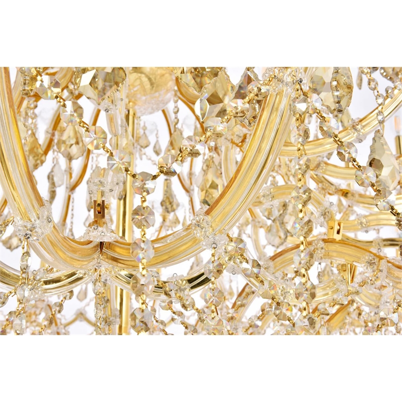 Elegant Lighting Maria Theresa 84 Light Glass Royal Crystal Chandelier in Gold
