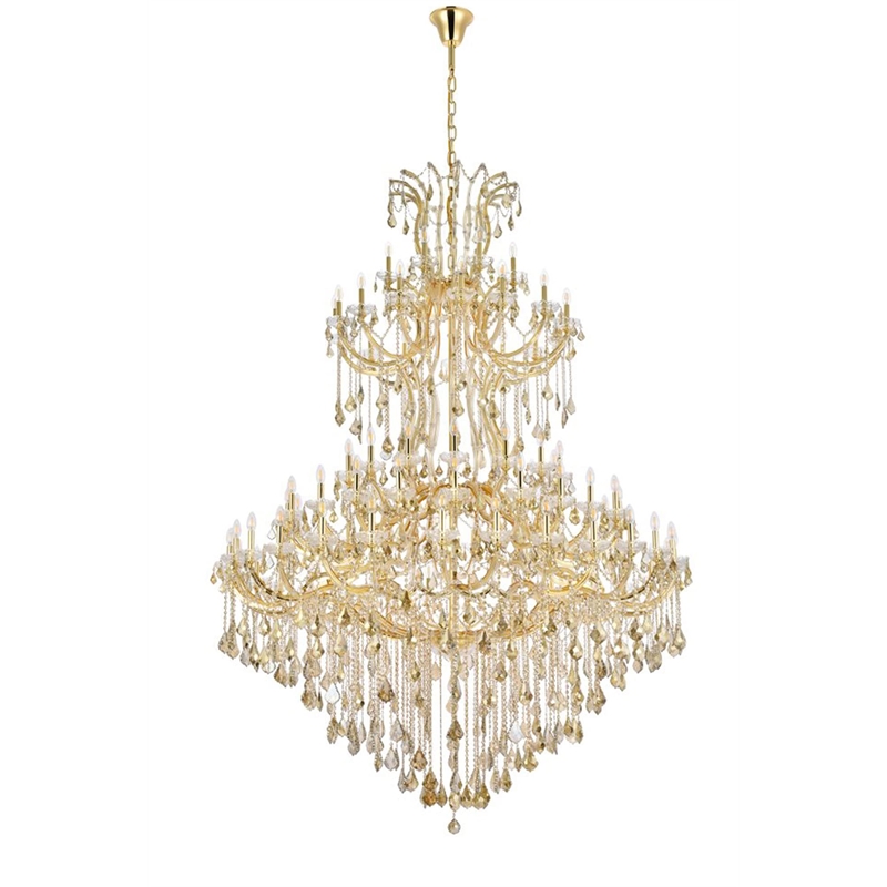 Elegant Lighting Maria Theresa 84 Light Glass Royal Crystal Chandelier in Gold