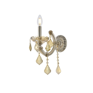 Elegant Lighting Maria Theresa Royal Crystal Golden Teak Wall Sconce