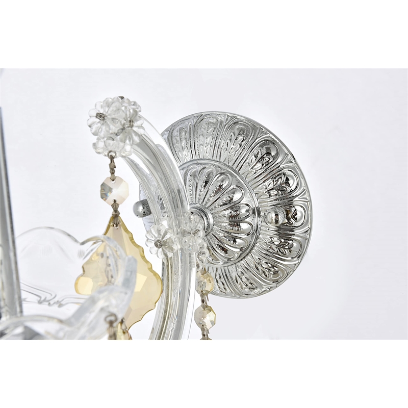 Elegant Lighting Maria Theresa Royal Crystal Golden Teak Wall Sconce