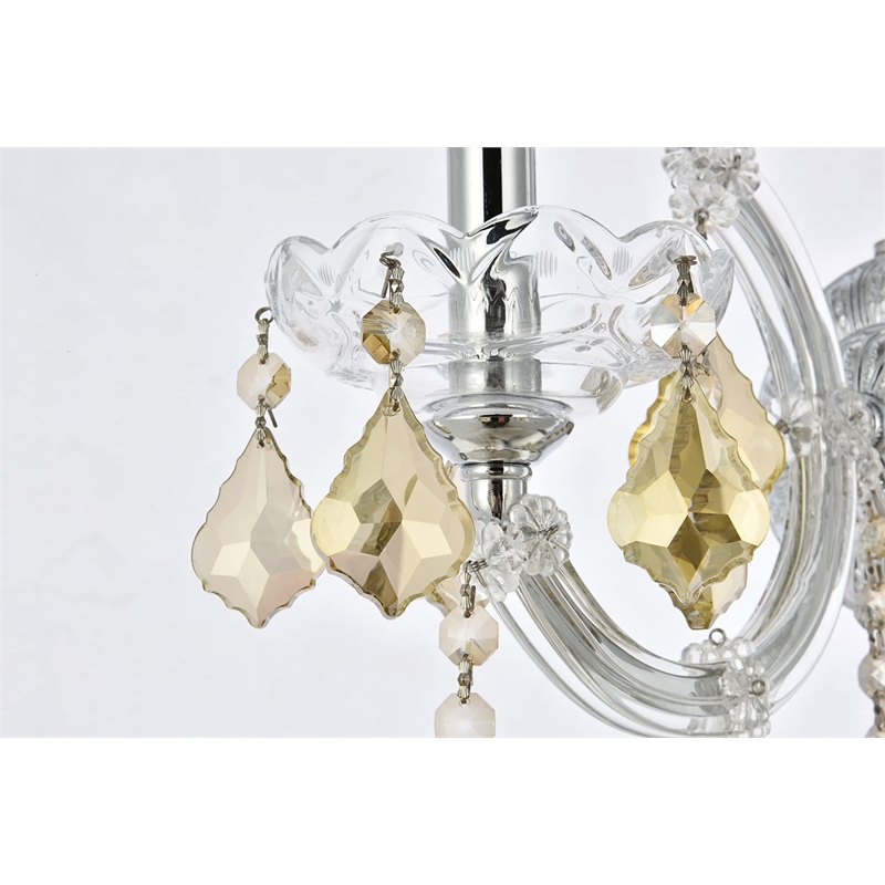 Elegant Lighting Maria Theresa Royal Crystal Golden Teak Wall Sconce